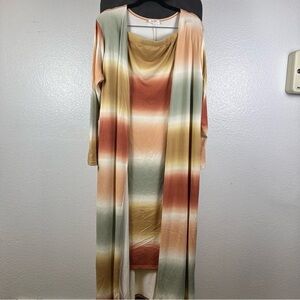 Follow Me Women’s Striped Multicolor Sleeveless Dress and Coverup Size 2X
